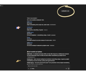 Screenshot of search for media agencies in Oslo, and Mediabooster has been mentioned with both title, description, and summary. This proves the importance of being visible in AI Overview searches, and how to become visible in Chat GPT.